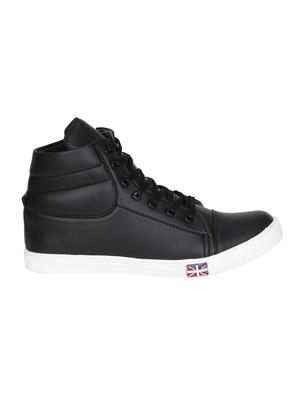 black leatherette lace up sneaker - 13131622 - Standard Image - 2
