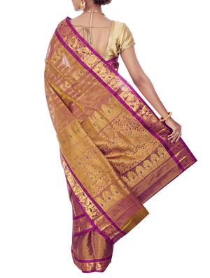 magenta kanjivaram silk saree with blouse - 13141499 - Standard Image - 2