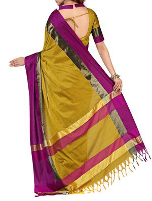 mustard silk blend uppada saree with blouse - 13142966 - Standard Image - 2
