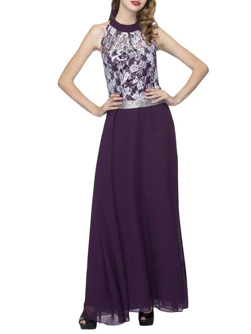 purple georgette dress - 13143189 - Standard Image - 1