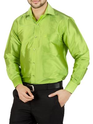 green silk blend formal shirt - 13158690 - Standard Image - 2