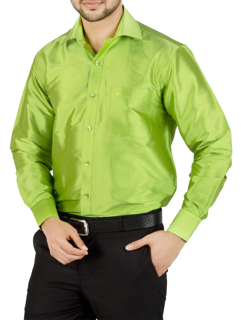 green silk blend formal shirt - 13158690 - Zoom Image - 2