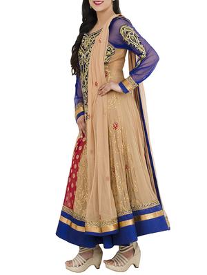 beige georgette flared suits stitched suit - 13159177 - Standard Image - 2