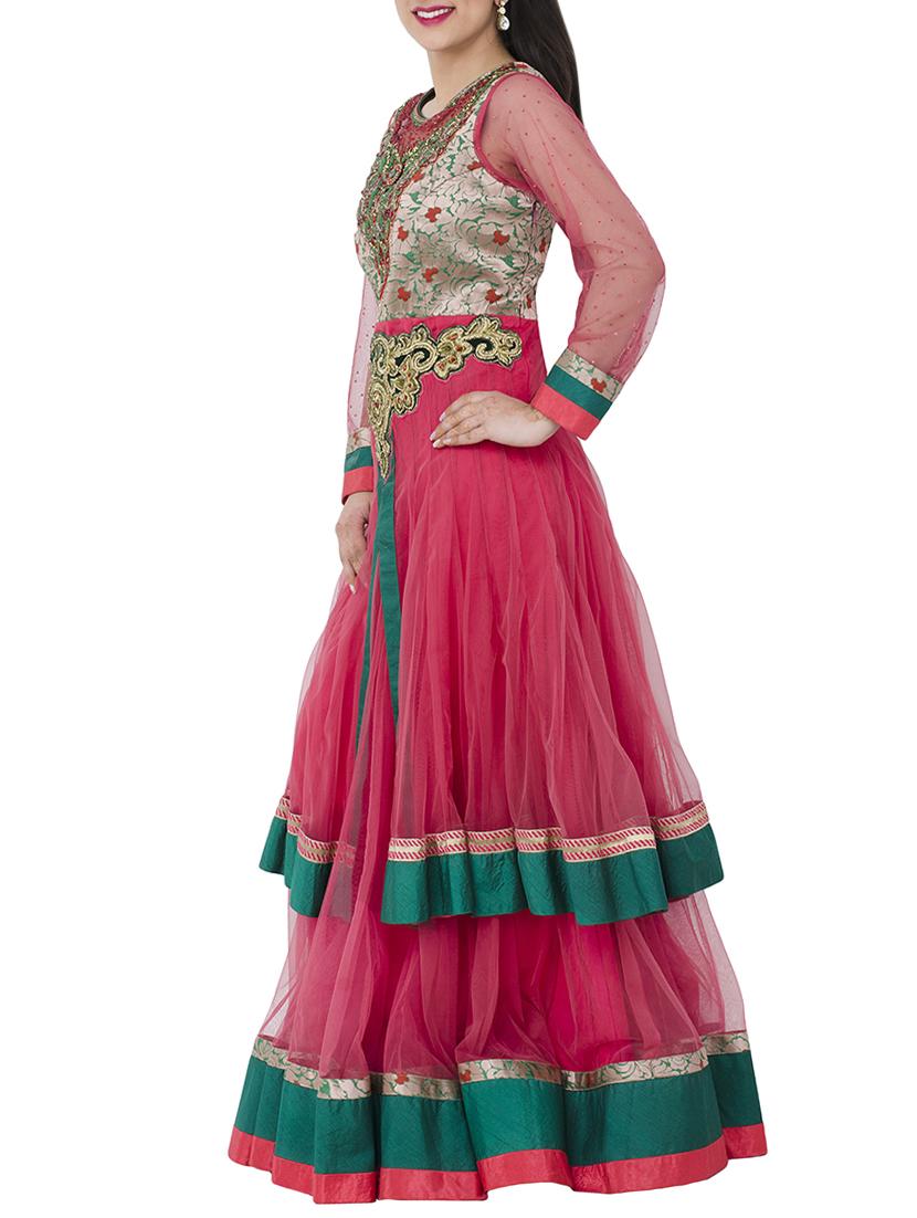 pink net flared suits stitched suit - 13159183 - Zoom Image - 2