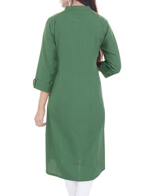 green cotton straight kurta - 13160643 - Standard Image - 2