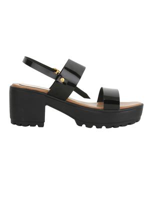 black leatherette back strap sandals - 13163685 - Standard Image - 2