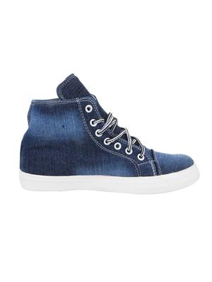 blue denim laceup sneakers - 13163701 - Standard Image - 2