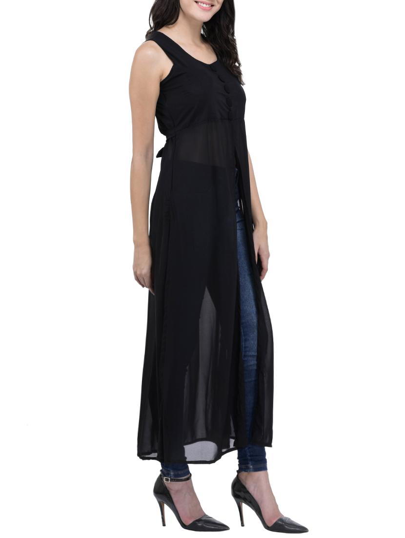 black georgette solid tunic - 13169890 - Zoom Image - 2