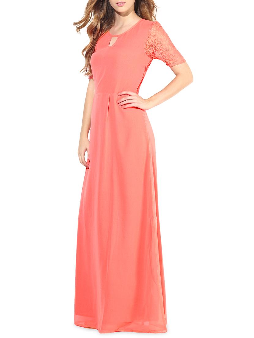 key hole neck lace detail maxi dress - 1317227 - Zoom Image - 2