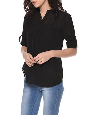 black polyester regular top - 13175215 - Standard Image - 2