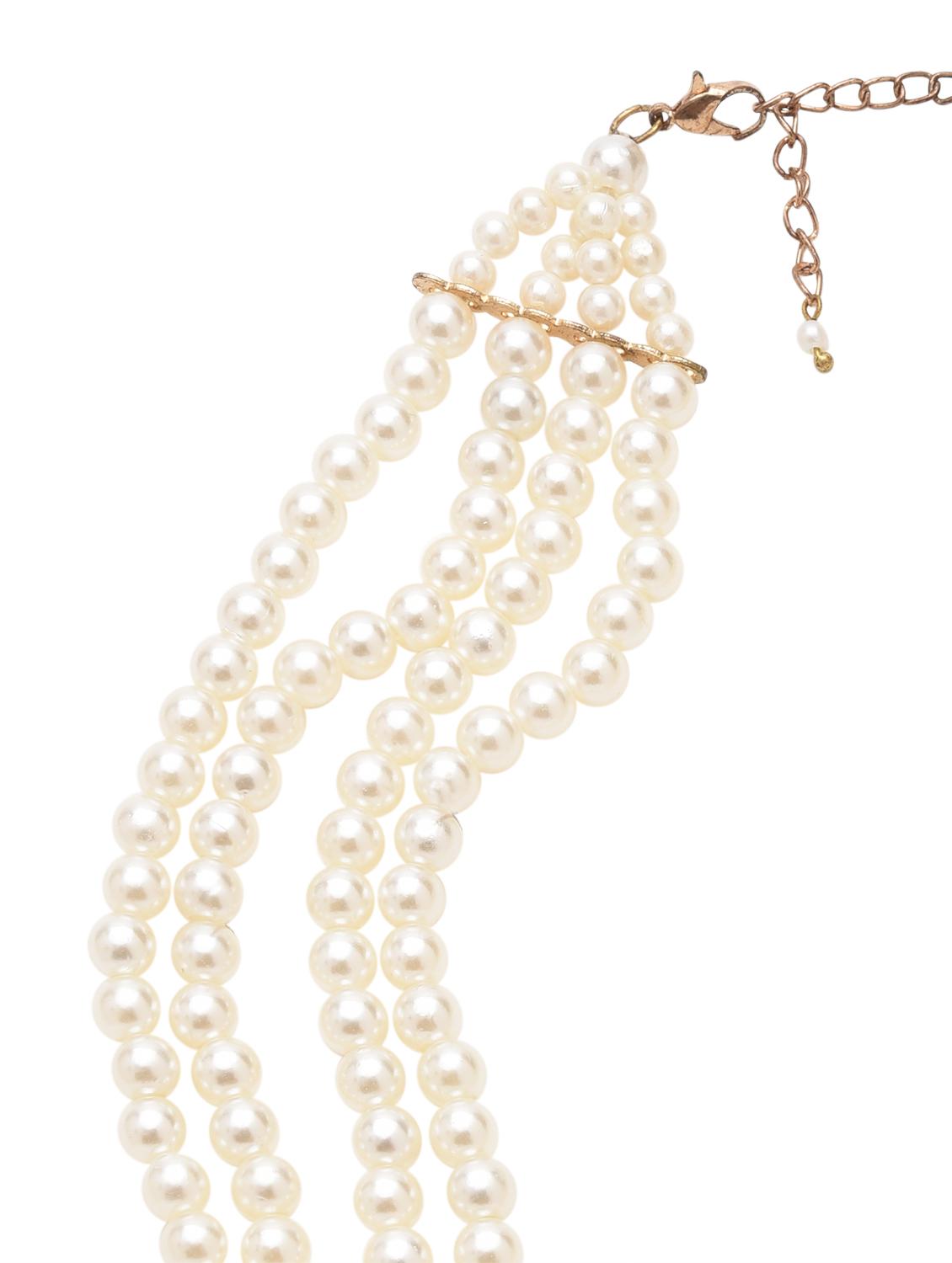 off white beaded necklace with pearl embellishment - 1317677 - Zoom Image - 2