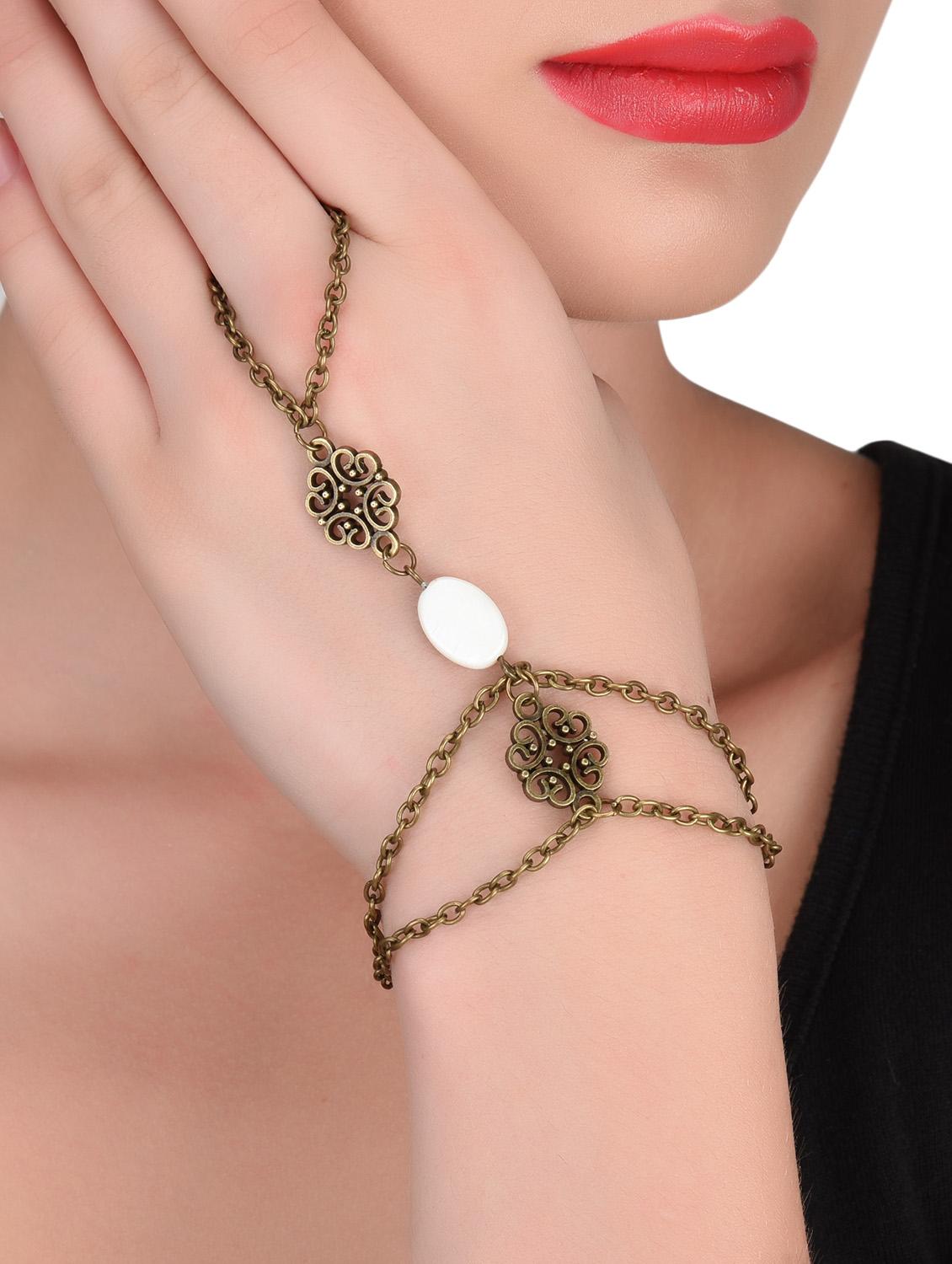 Antique Gold Embellished Ring Bracelet - 1317735 - Zoom Image - 5