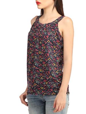 navy blue cotton printed top - 13179963 - Standard Image - 2