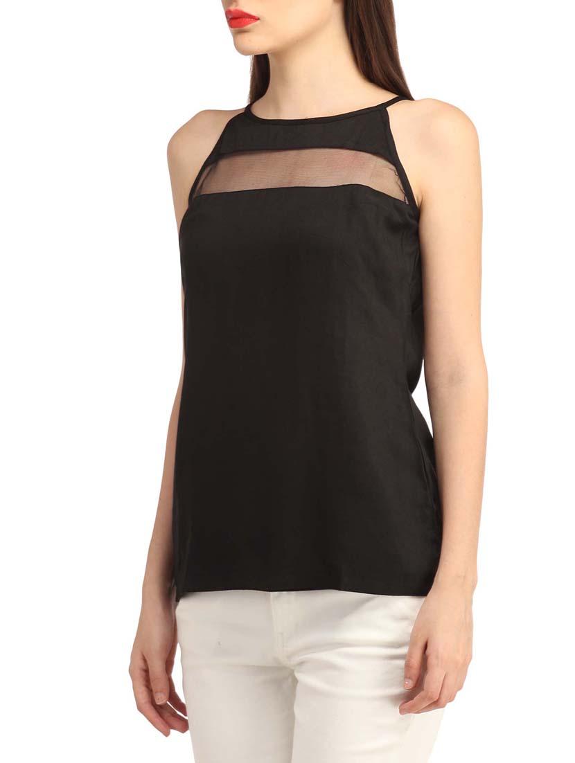 solid black cotton top - 13179995 - Zoom Image - 2