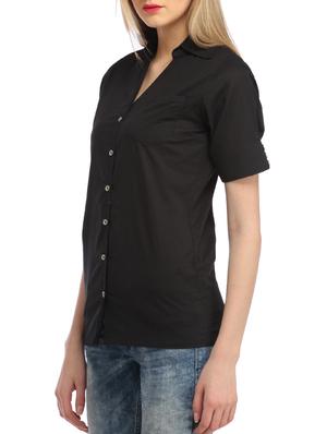solid black crepe shirt - 13180039 - Standard Image - 2
