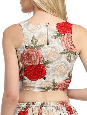 round neck floral crop top - 13180075 - Standard Image - 2