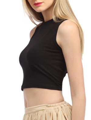 crew neck sleeveless crop top - 13180082 - Standard Image - 2