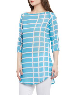 blue georgette check tunic - 13184364 - Standard Image - 2