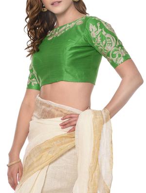 green dupion embroidered stitched blouse - 13185688 - Standard Image - 2