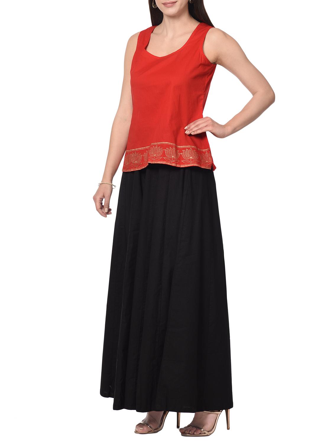 Red sleeveless cotton top - 13185740 - Zoom Image - 2