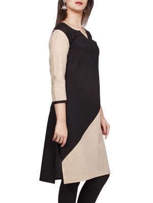 black cotton straight kurta - 13193511 - Standard Image - 2