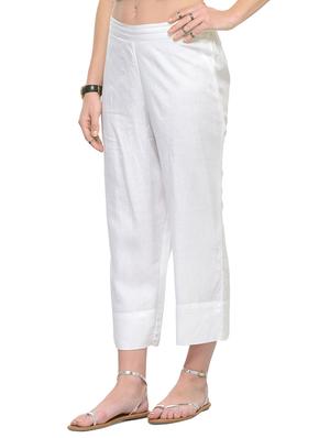 white rayon plain palazzo - 13195076 - Standard Image - 2