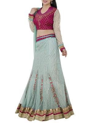 silver net embroidered flared lehenga - 13196168 - Standard Image - 2