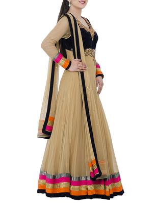 beige anarkali stitched suit - 13196173 - Standard Image - 2