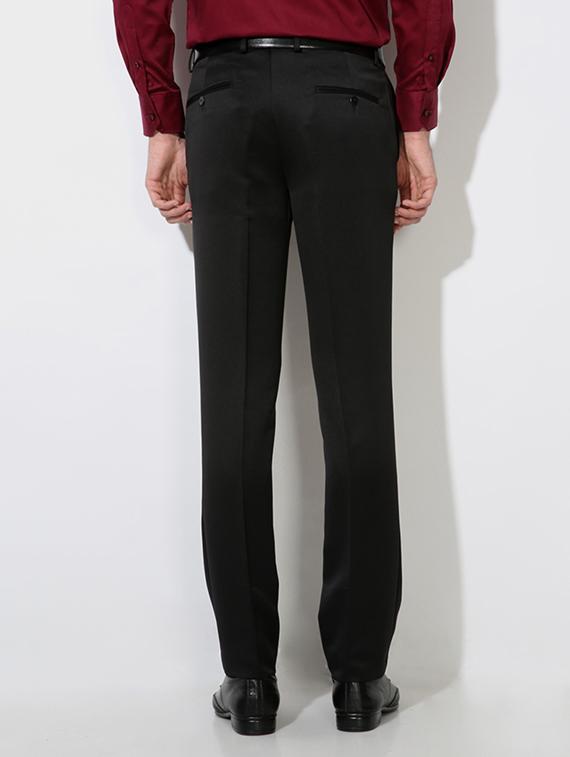 black polyester flat front trousers formal - 13199910 - Zoom Image - 2