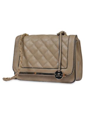 Peanut beige Textured Faux Leather Sling Bag - 1321068 - Standard Image - 5