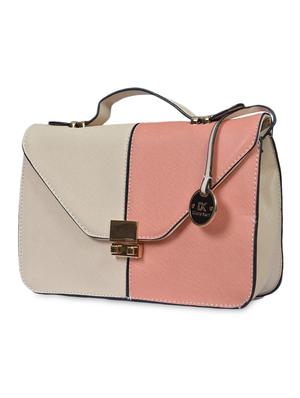 cream and pink faux leatherette clutch - 1321071 - Standard Image - 5