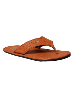 tan leatherette toe seperator slipper - 13213805 - Standard Image - 2