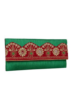 green polyester ethnic clutch - 13216382 - Standard Image - 5