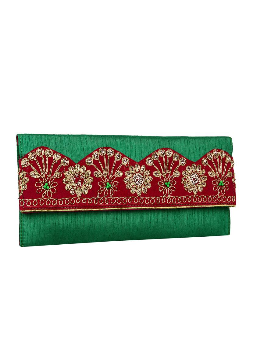 green polyester ethnic clutch - 13216382 - Zoom Image - 5