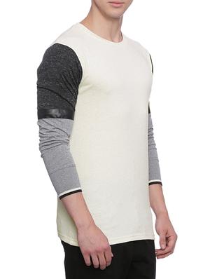 white cotton color block t-shirt - 13217004 - Standard Image - 2