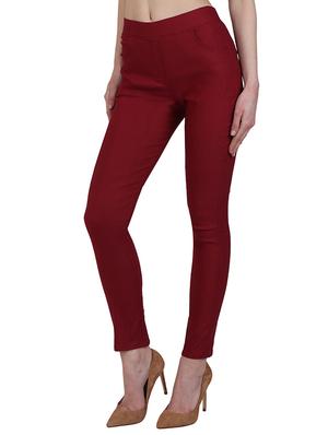 maroon cotton jegging - 13225398 - Standard Image - 2