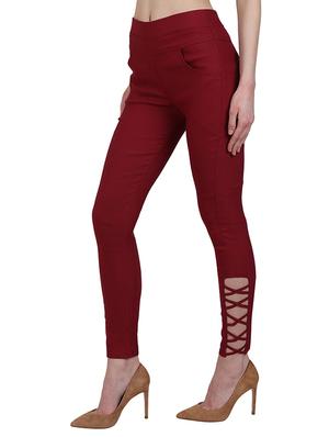 maroon cotton jegging - 13225400 - Standard Image - 2