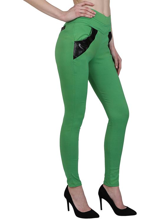 green cotton jeggings - 13225412 - Zoom Image - 2