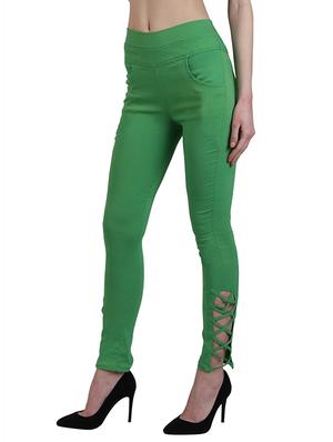 green cotton jeggings - 13225414 - Standard Image - 2