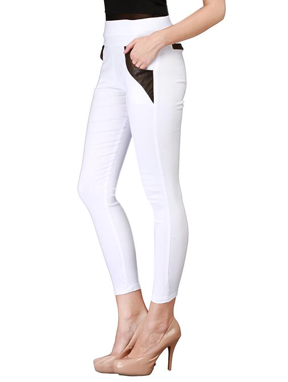 white cotton jeggings - 13225430 - Zoom Image - 2