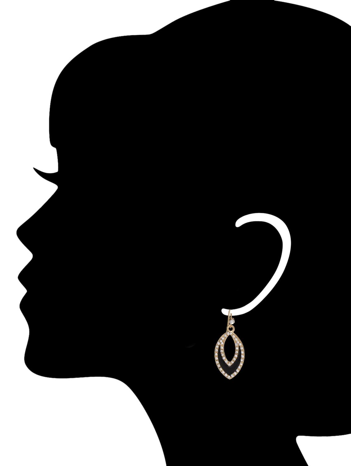 embellished black and gold dangler earrings - 1322652 - Zoom Image - 2