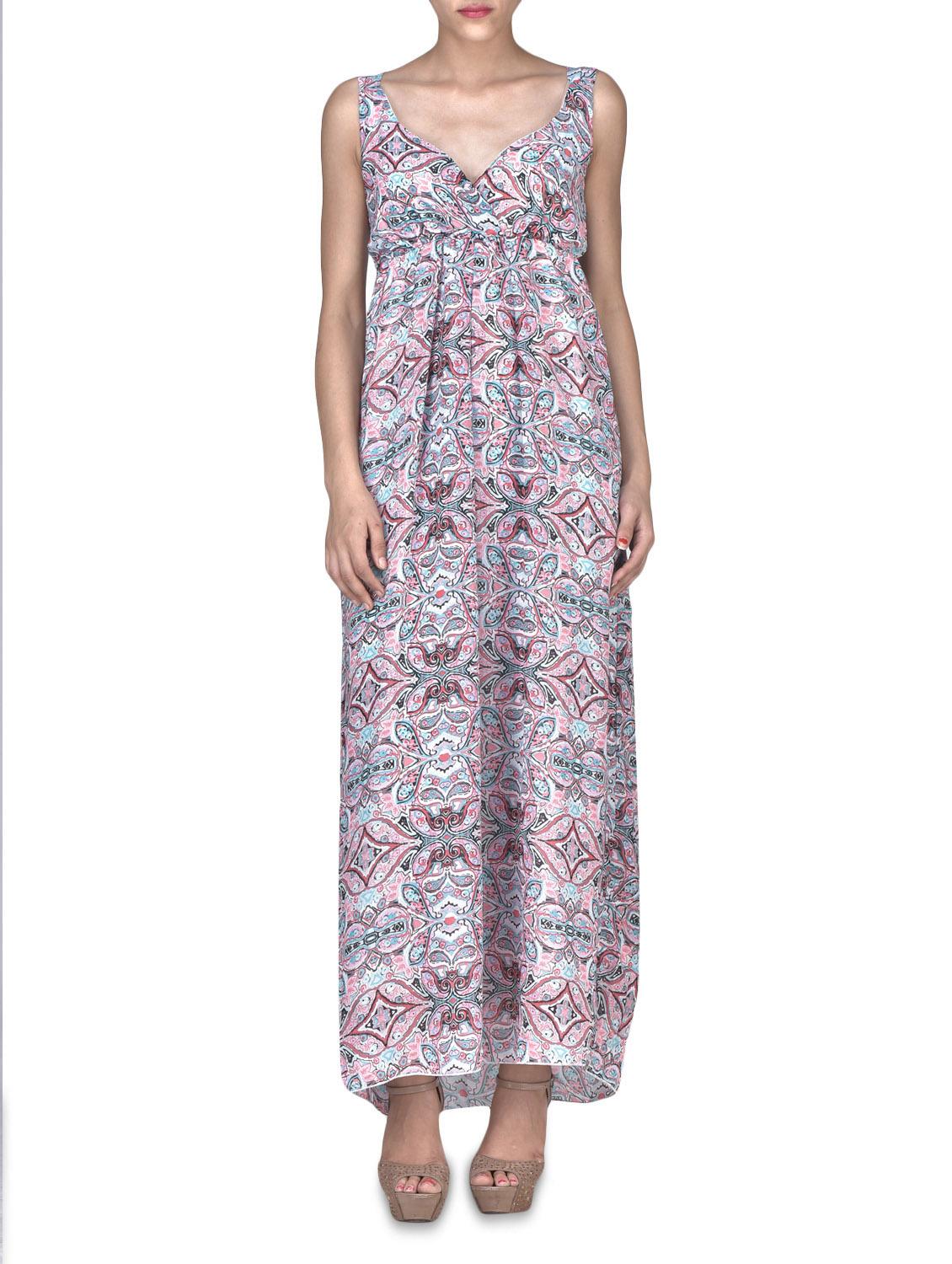 Multicolored Viscose Printed Sleeveless Maxi Dress - By - 1323289