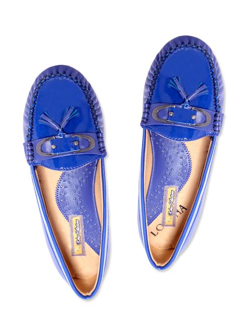 royal blue embellished faux leather loafers - 1323825 - Standard Image - 1