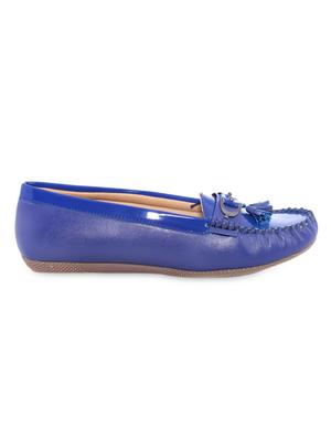 royal blue embellished faux leather loafers - 1323825 - Standard Image - 2