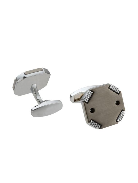 grey metal cufflink - 13240607 - Zoom Image - 2