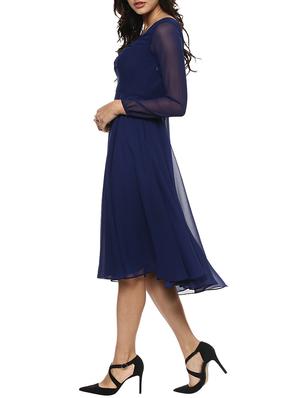 dark blue georgette dress - 13243171 - Standard Image - 2