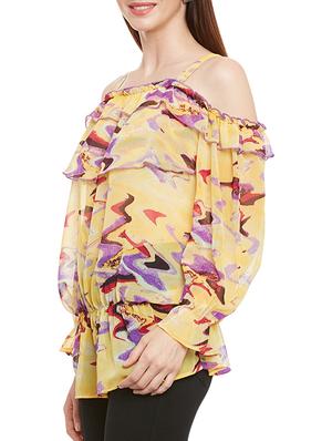 ruffled abstract blouson top - 13244648 - Standard Image - 2
