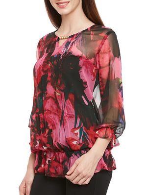 pink printed georgette top - 13244649 - Standard Image - 2