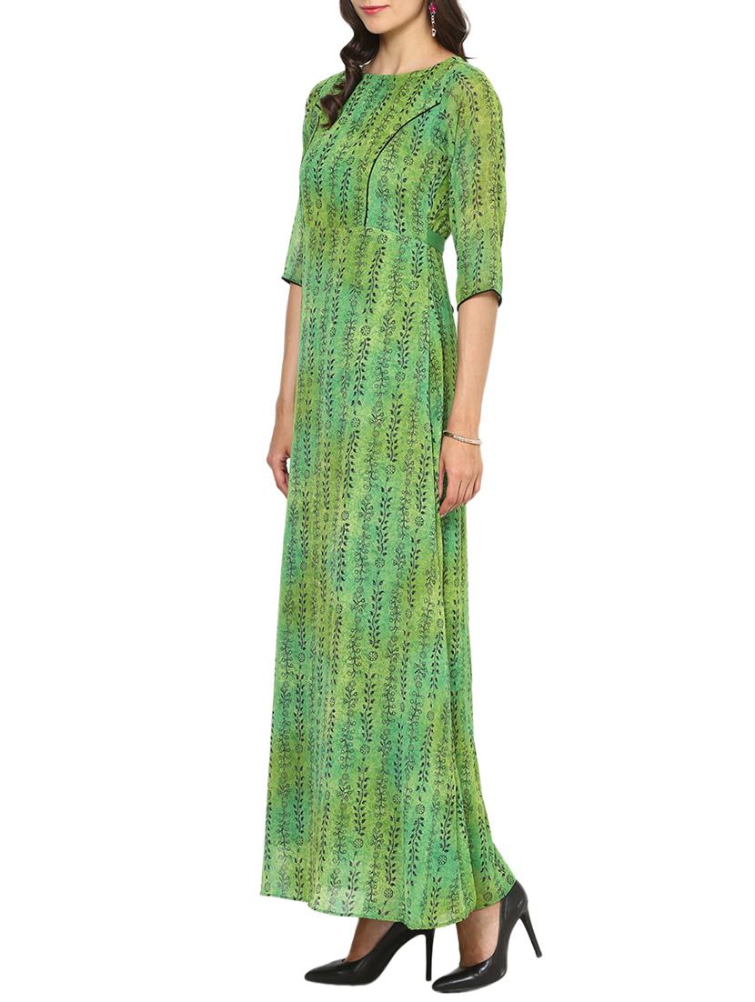 green georgette maxi dress - 13245496 - Zoom Image - 2