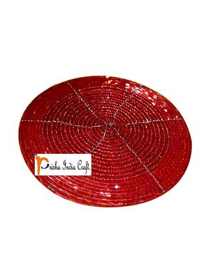 Handmade Red Beaded Coffee Tea Coasters - 13247987 - Standard Image - 2